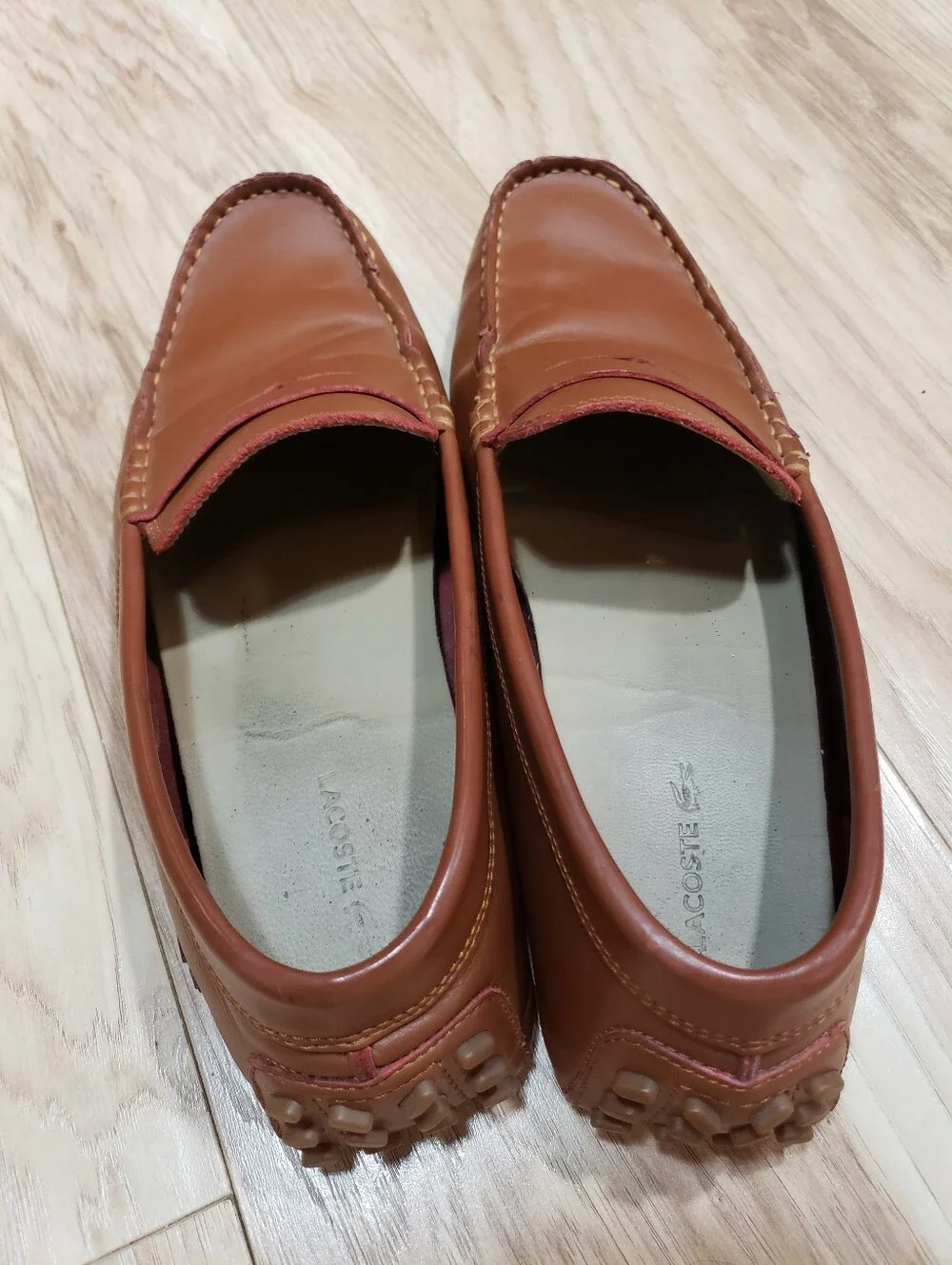 Lacoste Concours Driving Loafer Men 9 Crocodile Logo Emblem On Side Tan